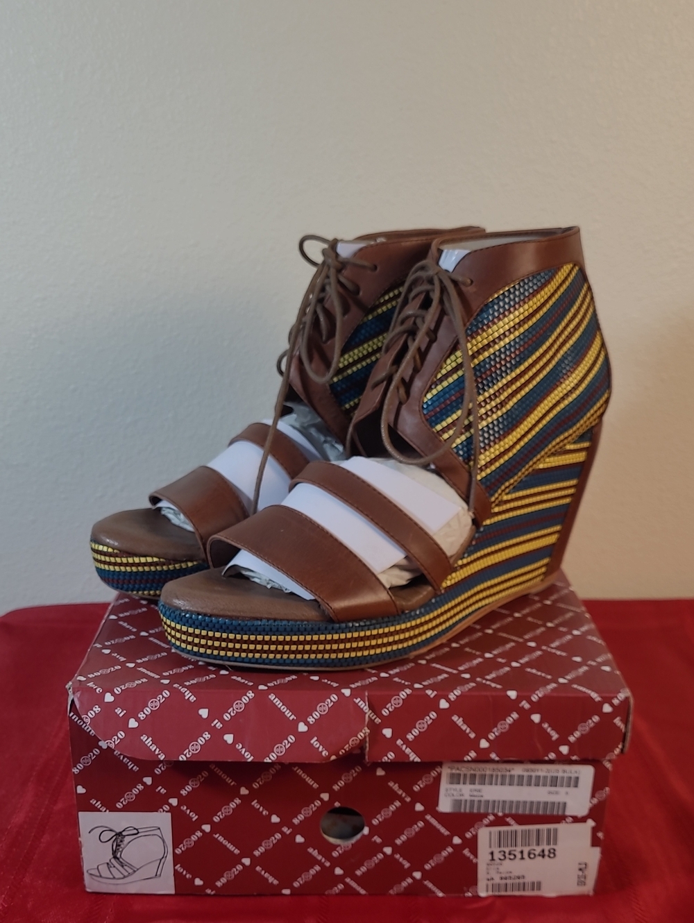 NIB 80%20 The Erie Maize Tribal Print Wedge Sandals Leather, Size 9